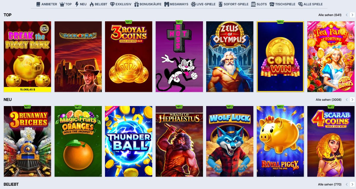Online casino Spielangebot